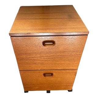 Mid-Century Danish Modern Teak Rolling File Cabinet For Sale