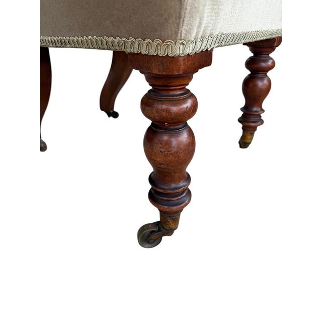 Wood Victorian Green Velvet Prayer Chair on Original Casters, 1900 For Sale - Image 7 of 11