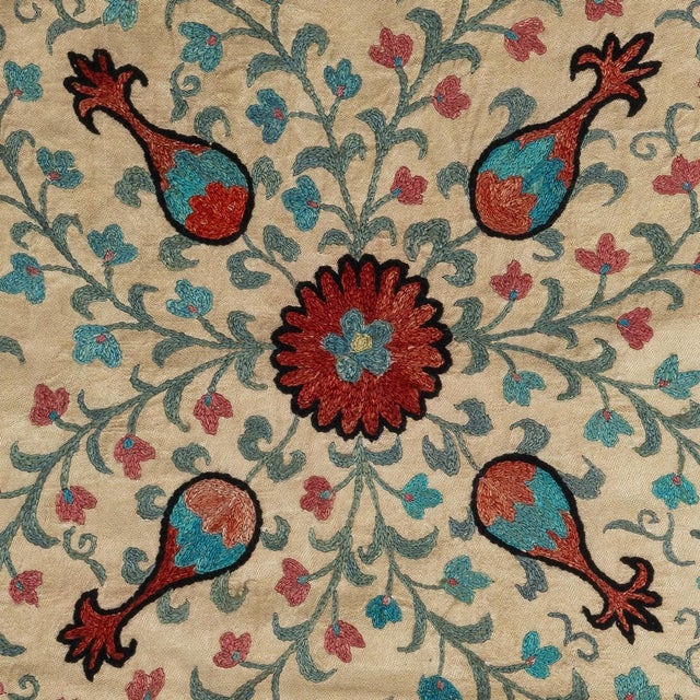 Infuse your home with the rich heritage of Central Asia with this exquisite Hand-Embroidered Suzani Cushion Cover, crafted...