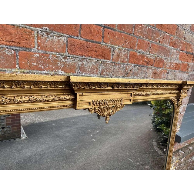 Large Antique English Gilt Overmantle Mirror For Sale - Image 3 of 8
