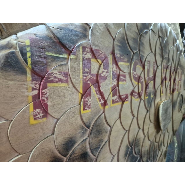 American Carved Flounder Trade Sign "Fresh Fish" For Sale - Image 3 of 12