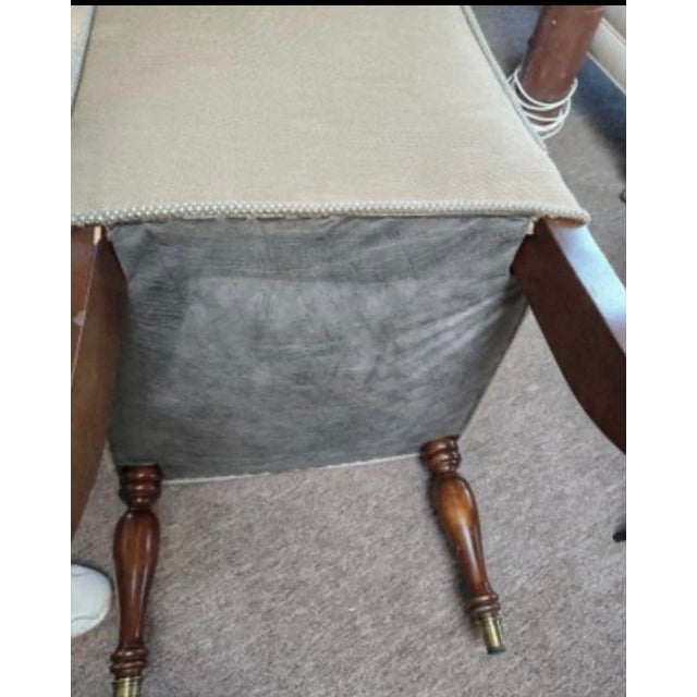 Late 20th Century Set of 4 Custom Upholstered Scroll-Back Dining Chairs With Nailhead Trim For Sale - Image 4 of 4
