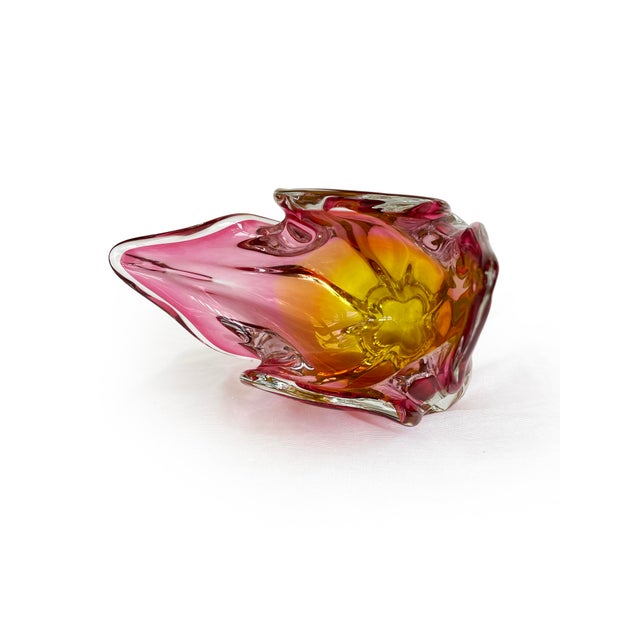 Sommerso Pink and Orange Art Glass Bowl by Josef Hospodka for Chribska, 1960s For Sale - Image 9 of 13
