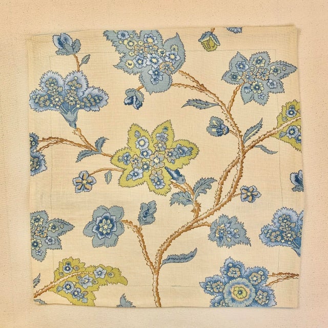 French Country Fabricut French General Aqua Blue Cream Green Babette Floral Vine Pillow Covers- Set of 3 For Sale - Image 3 of 7