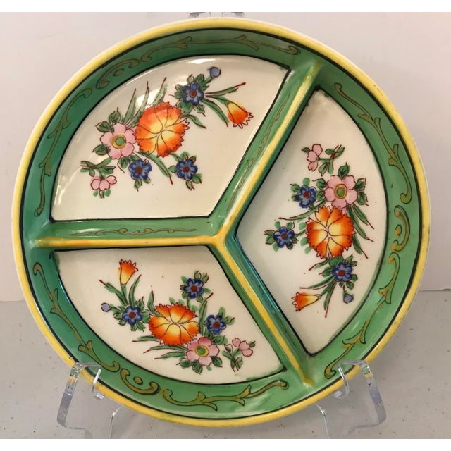 Early 20th Century Vintage Japanese Hand Painted Divided Dish For Sale - Image 5 of 8