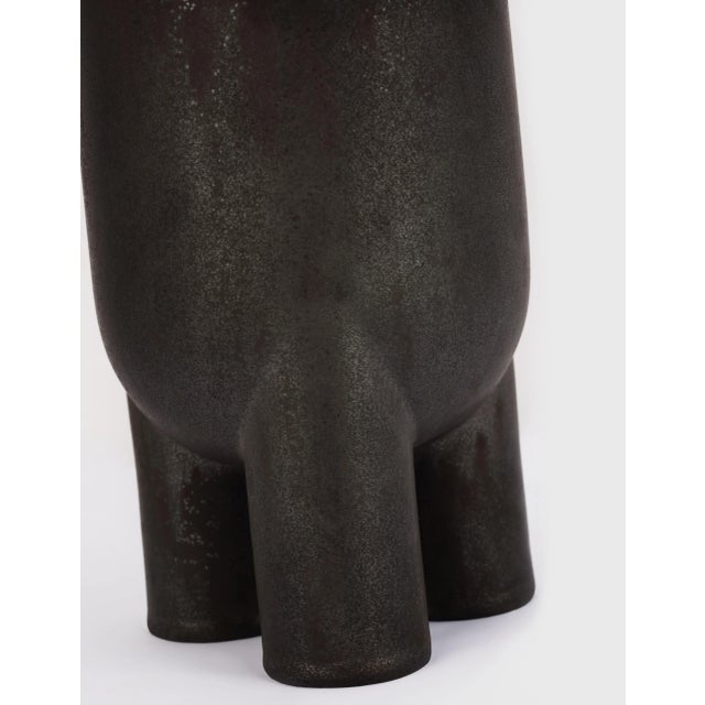 Chalon Large Table Lamp in Stained Black Metallic with Linen Shade Designer: Kelly Wearstler Height: 30" Shade Detail: 17"...