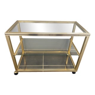 Vintage Storage Unit in Gold-Plated Metal and Glass by Pierre Vandel, 1970s For Sale