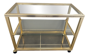 Vintage Storage Unit in Gold-Plated Metal and Glass by Pierre Vandel, 1970s