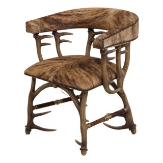 Theodore Alexander Antler Chair W. Animal Hide For Sale