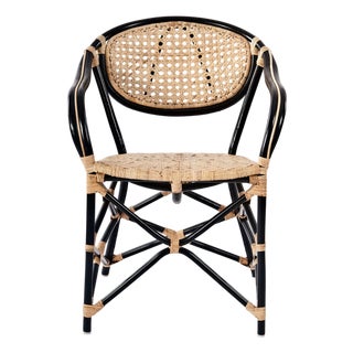 Matthew Izzo Home Quay Black Bamboo and Rattan Café Chair For Sale