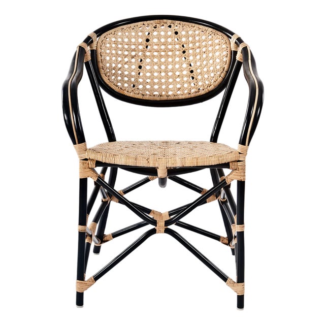 Matthew Izzo Home Quay Black Bamboo and Rattan Café Chair For Sale