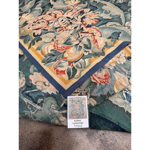 Textile Early 21st Century Vintage Flemish Style Floral Verdure Tapestry For Sale - Image 7 of 7