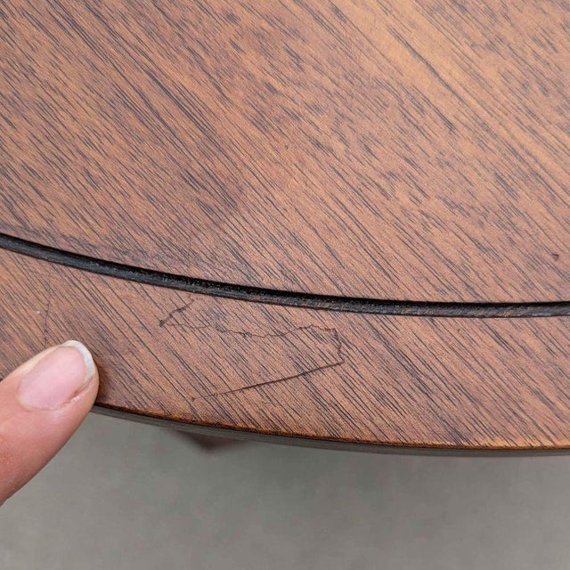 1970s Round Walnut Cabinet End Table With Storage For Sale - Image 4 of 10