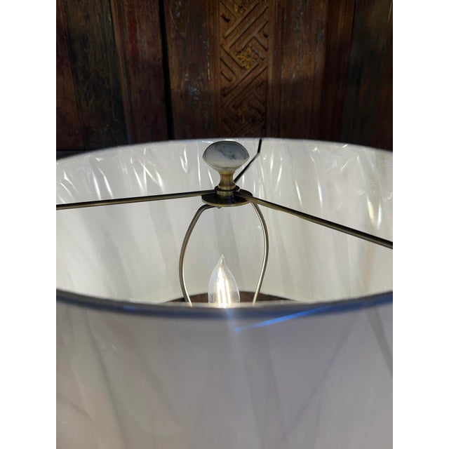 White Stacked Marble Stone Table Lamp For Sale - Image 8 of 8