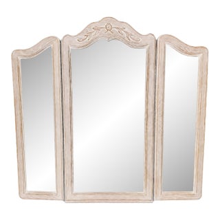 1970s Drexel French Provincial Cabernet Blanc Tri-Fold Mirror For Sale