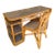 1950s Mid Century Rattan Grasscloth Streamline Wood Desk and Chair For Sale