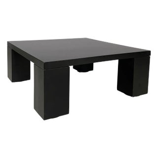 Italian Modern Squared Coffe Table in Black Wood, 1980s For Sale