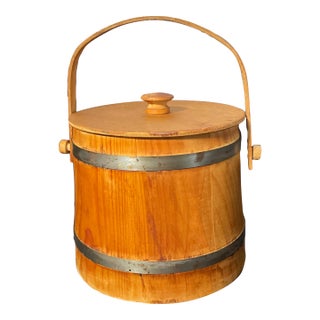 Basketville Wooden Firkin or Bucket, Manufactured in Putney, Vermont. For Sale