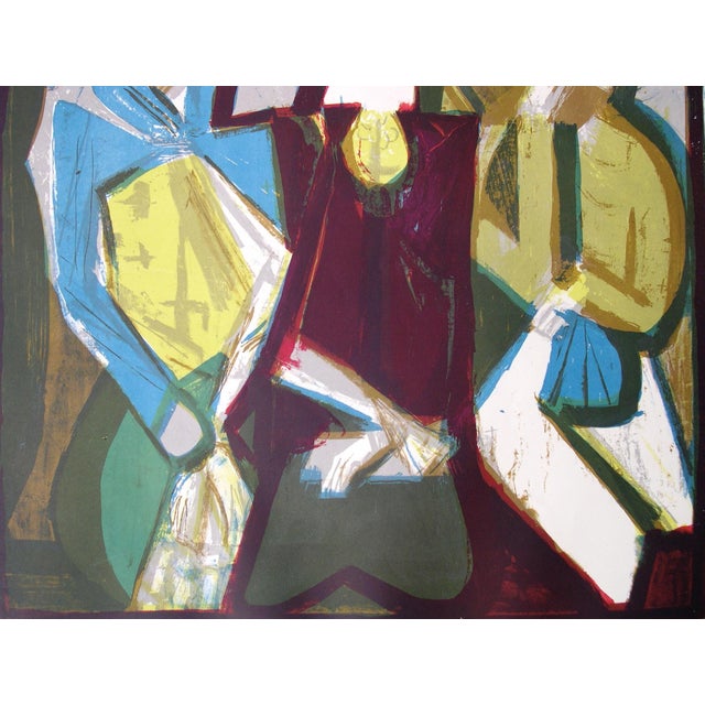 1950s Walter Becker, 3 Women in a Train Compartment, 1950s, Lithograph For Sale - Image 5 of 15