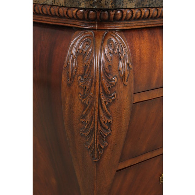 Maitland Smith Flame Mahogany Marble Top Bombe Dresser For Sale - Image 15 of 18
