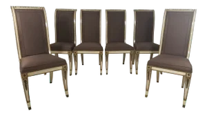 1940s Vintage Hollywood Regency Dining Chairs- 6 Pieces