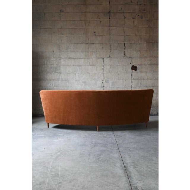 Burnt Orange Italian Curved Sofa by Ico Parisi For Sale - Image 8 of 10