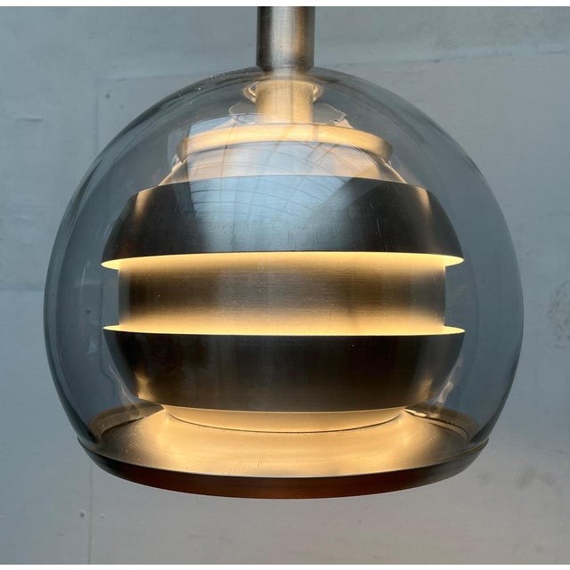 Mid-Century German Space Age Aluminum and Glass Globe Pendant Lamp from Doria, 1960s For Sale - Image 9 of 18