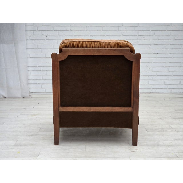 Danish Armchair in Velour and Carved Ash, 1930s For Sale - Image 13 of 18