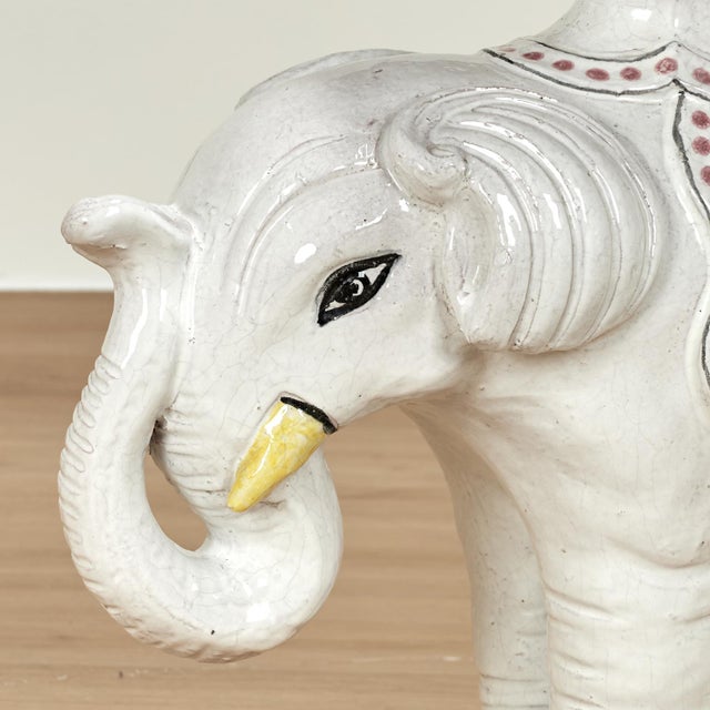 Terra Cotta Vintage Italian Glazed Terra Cotta Elephant Stand For Sale - Image 8 of 12