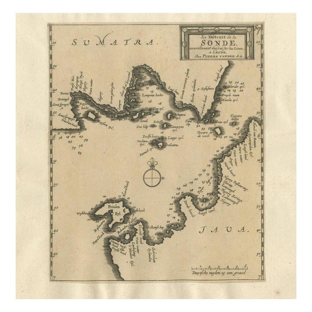 Sunda Strait Sea Chart, Sumatra and Java, Dutch Engraving c.1700 For Sale - Image 9 of 9