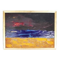 Paul Cire, View of the Beach and the Sea, Layered Technique on Canvas For Sale