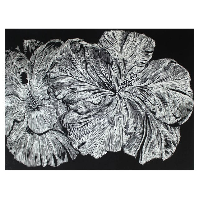 Marta Bozyk, Hibiscus (Flower), 2018, Linocut For Sale