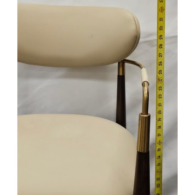 Cream Interlude Home Cidra Walnut and Brass Armchair - Cream Vegan Leather - Mid-Century Modern Style For Sale - Image 8 of 9