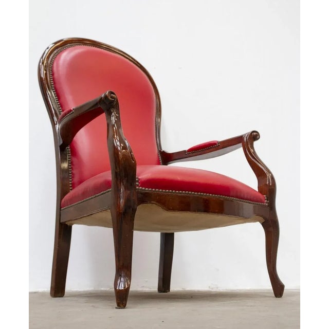 Brown Louis Philippe Style Beech Armchair For Sale - Image 8 of 11