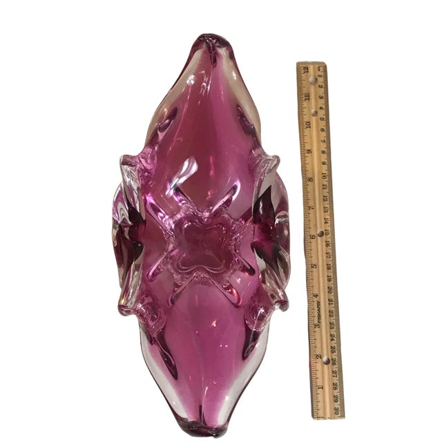 Pink 1960s Bohemian Art Glass Bowl Cranberry Czech Attributed to Chribska by Josef Hospodka For Sale - Image 8 of 12