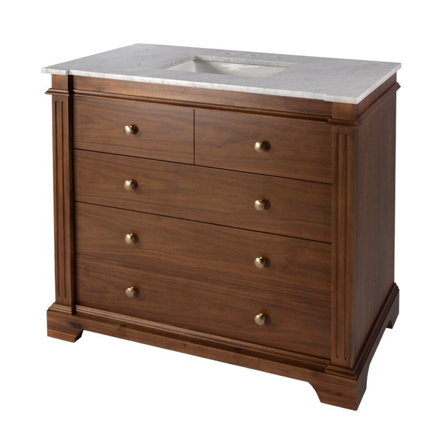 Rachelle 42 in. W Single Sink Bathroom Vanity Set, Walnut For Sale - Image 9 of 9