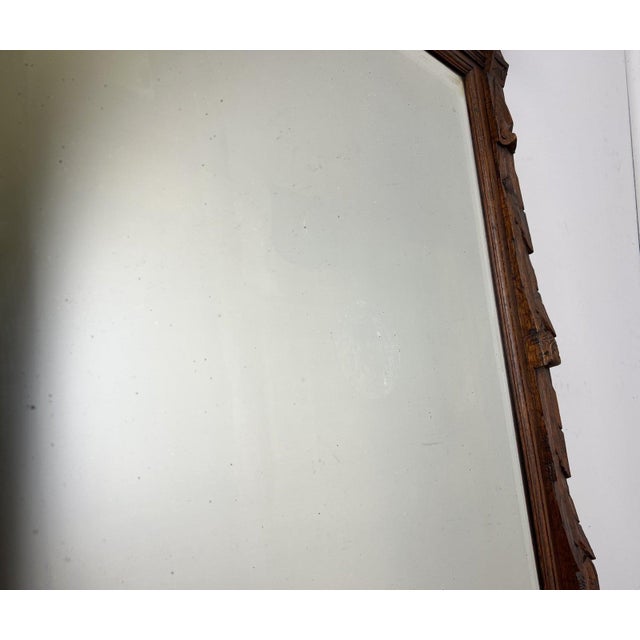 Antique French Oak Wall Mirror in Carved Wall Frame For Sale - Image 12 of 15