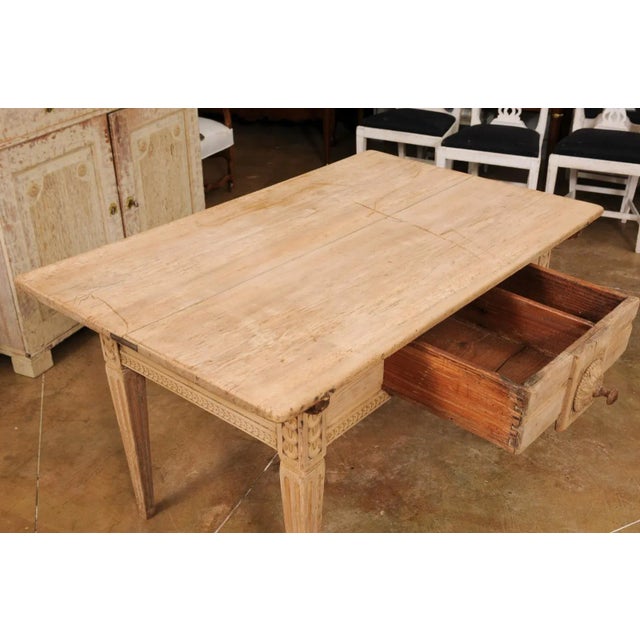 Tan French, 1850s Napoléon III Period Center Table with Carved Motifs and Drawer For Sale - Image 8 of 13