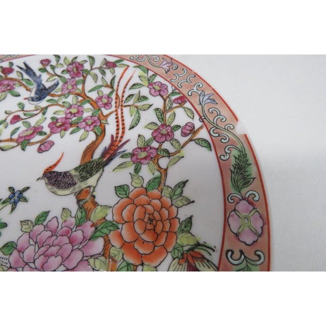 Famille Rose Macau Hand Painted Porcelain Plate Raised Exotic Bird Pattern 5058b For Sale In Miami - Image 6 of 14