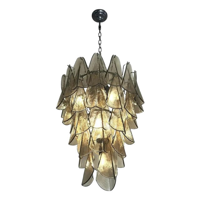 Smoked Fumé Murano Glass Rondini Chandelier with Cascading Design by Simoeng for Simoeng For Sale