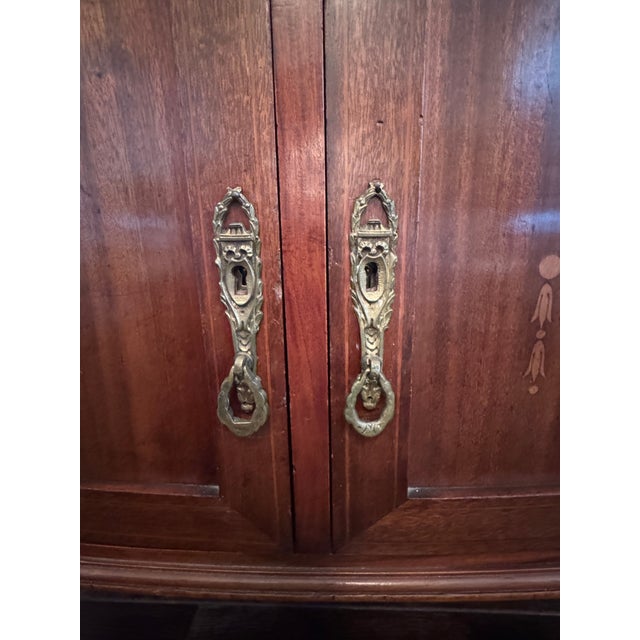 Antique French Louis XVI Demilune Mahogany Calacatta Viola Marble Top Buffet Sideboard Credenza For Sale - Image 13 of 18