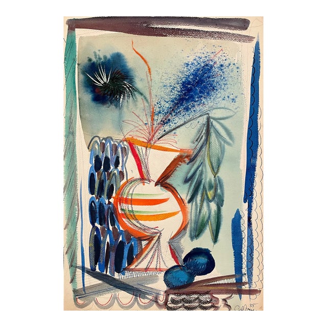 1955 Robert ColborneStill Life With Vase Painting For Sale