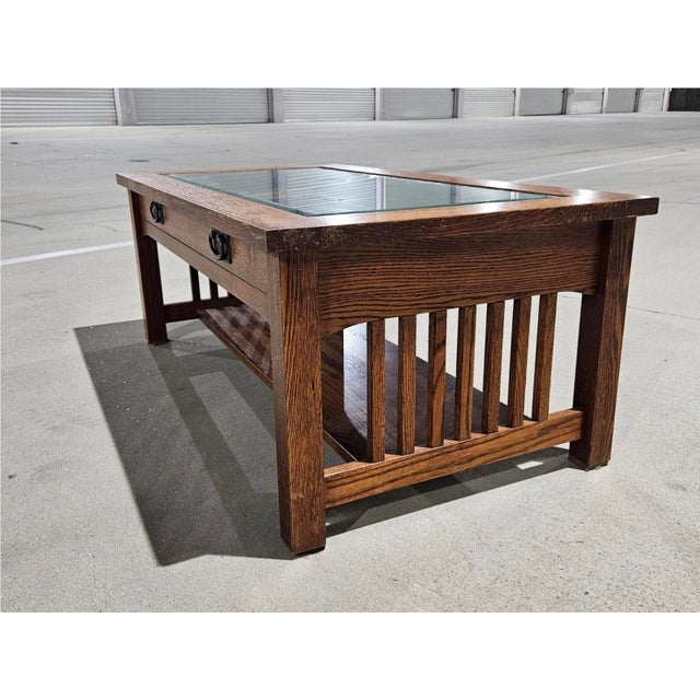 1990s 1990s Trend Manor 1008 Curio Table Mission Style Solid Oak Wood For Sale - Image 5 of 12