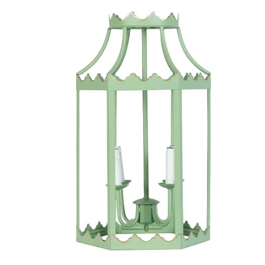 Light Green Scalloped Lantern For Sale