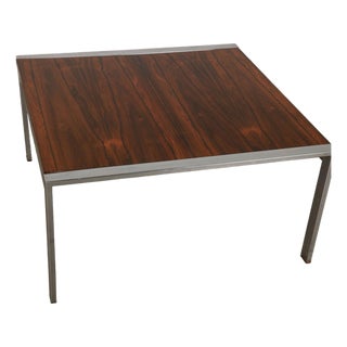 Mid Century Rosewood Chrome Square Milo Baughman Style Coffee Table For Sale
