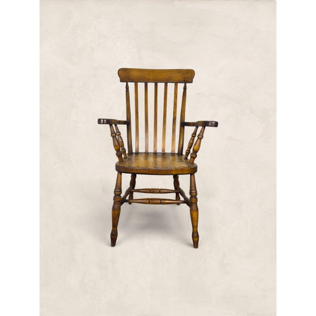 Antique English Windsor Style Country Armchair For Sale - Image 4 of 11