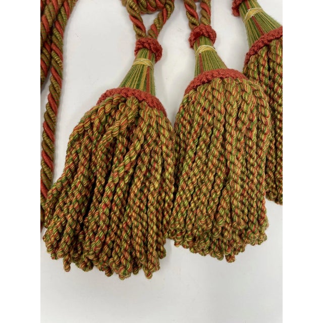 Gold Vintage Tassel Tiebacks in Red Green and Gold - Set of 3 For Sale - Image 8 of 13