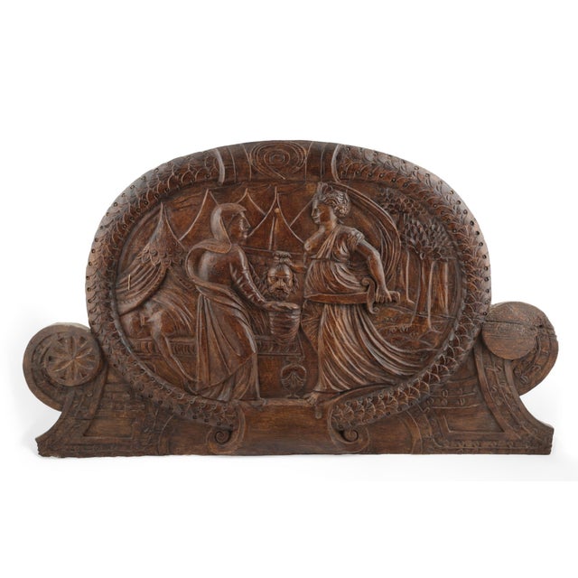 Brown Large Limewood Relief Plaque of Judith and Holofernes, 18th Century For Sale - Image 8 of 8