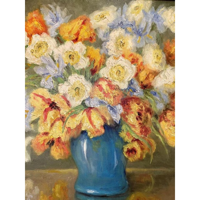 Modern Marie-Madeleine de Rasky, Tulips in a Vase, Oil on Canvas, Framed For Sale - Image 3 of 13