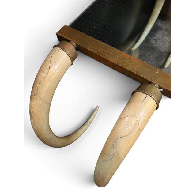 1980's Faux Elephant Tusk Console Table and Mirror For Sale - Image 9 of 10